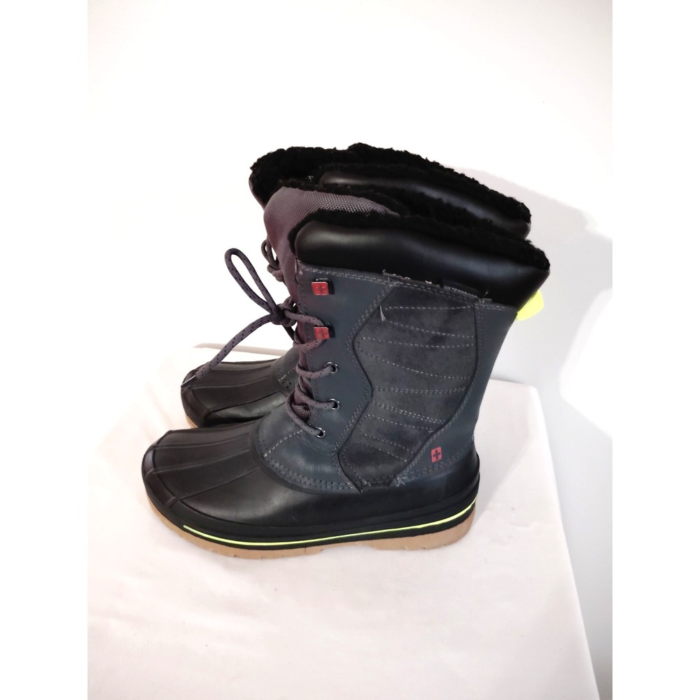 Swiss Tech Snow Winter Duck Boots Thinsulate Fleece Black Gray Memory Foam Boy 5